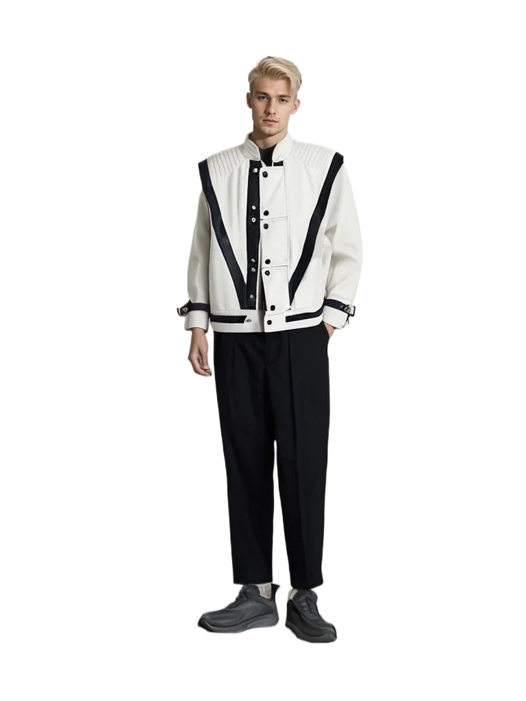 Role-player Michael Jackson Costumes Thriller Jacket White Leather MV show Imitation Retro Halloween Christmas 5