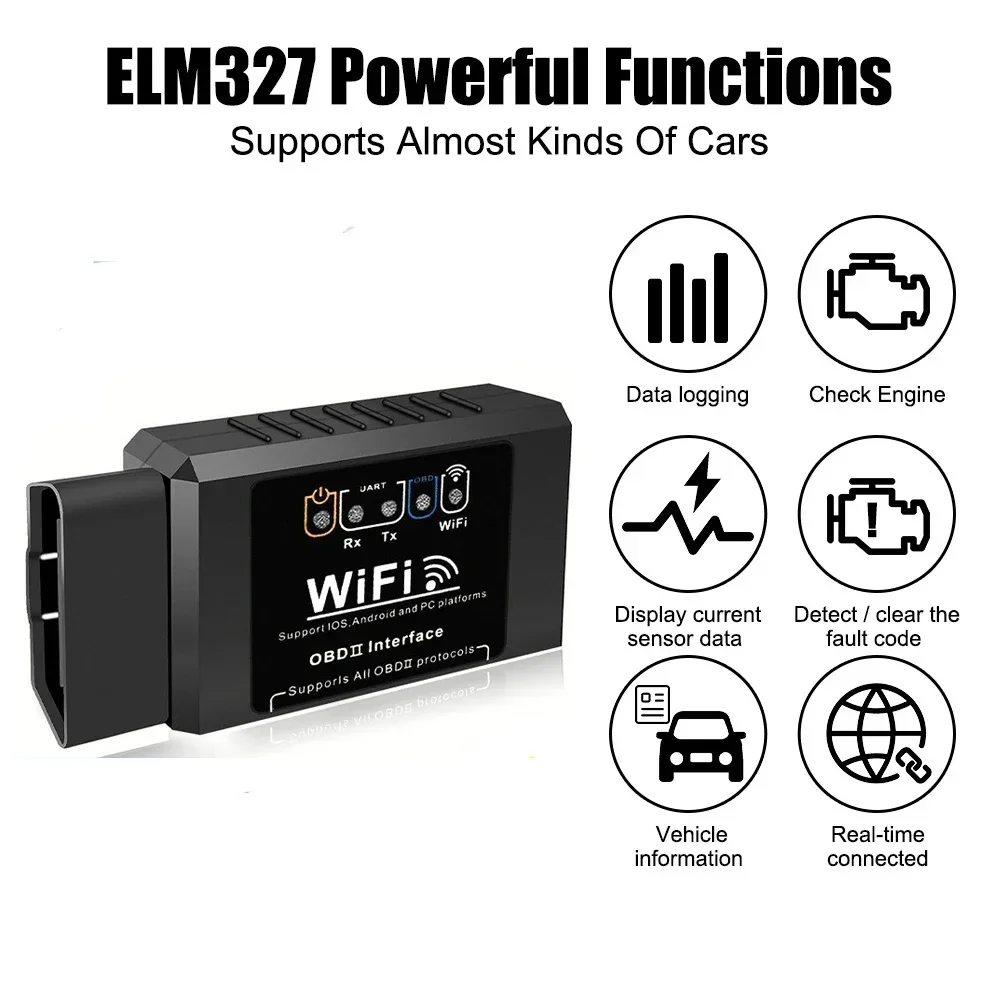Popular ELM327 WiFi OBD2 Code Reader Scanner V1.5 Car Diagnostic Tools Car Fault Detector For Android/IOS/PC 2