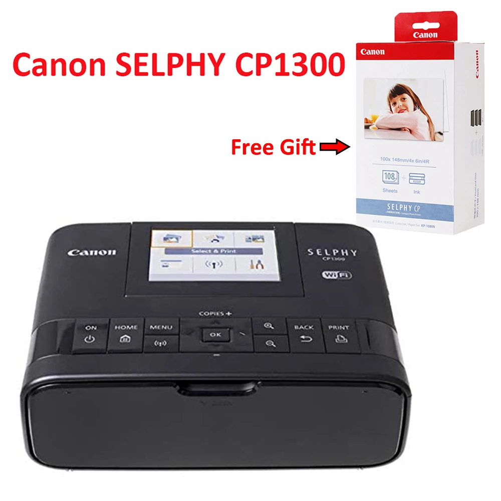 캐논 Selphy CP1300 무선 휴대용 와이파이 컴팩트 포토 프린터 1 박스 KP-108IN 인화지