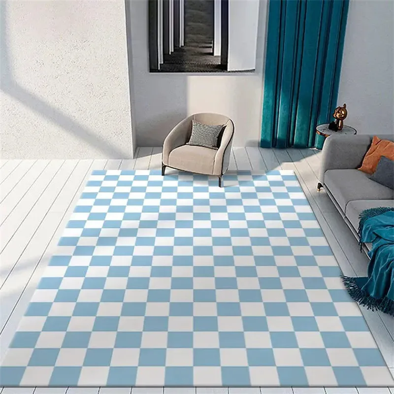 Color Checkerboard Plaid Carpet Geometric Plaid Floor Mats for Bedside Dorm Closet Dining Room Decor Soft Non-Slip Area Rugs