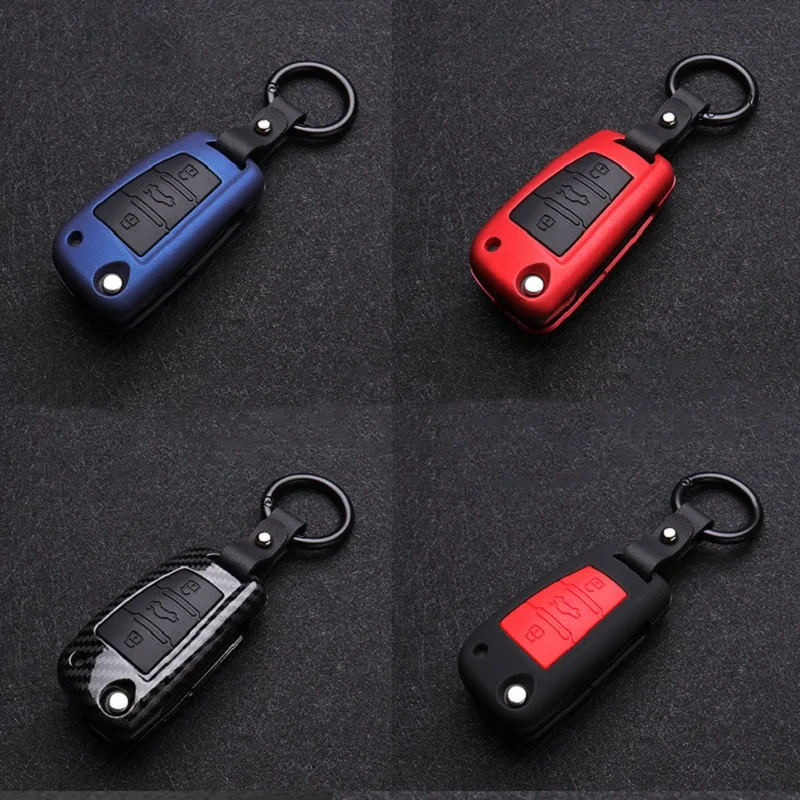 Key Case Cover Carbon Fiber Silicon Flip Car Key For Audi A1 A3 A4 A6 TT Allroad Q3 Q7 R8 S6 SQ5 RS4 2018 keychain