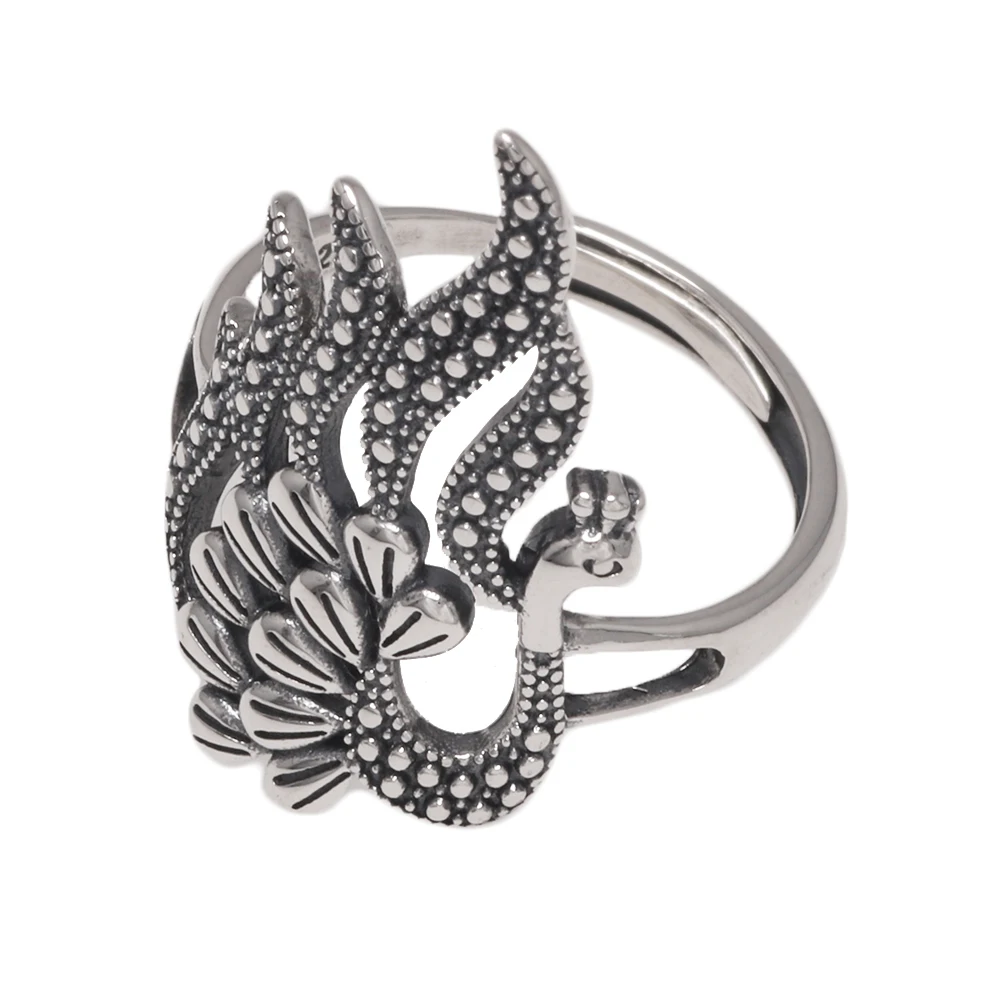 Ruby Stone Peacock Design Silver Ring – Shasmis