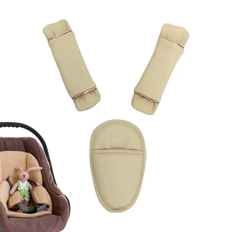 Seat Belt Covers Strap for Kids Safety Belt Leather Shoulder Pads Seat Cover Cute Strap Pads with Crotch Pad Anti-Slip