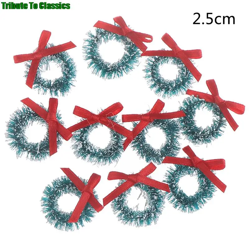 10 pcs Christmas Wreaths Miniature Fairy Garden Home Decoration Mini Craft Dollhouse Micro Decor DIY Gift Dollhouse Decor