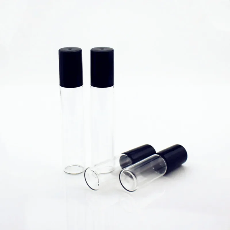 50pcs 1ml 2ml 3ml 5ml 10ml Clear Glass Roll on Bottle with Glass/Metal Ball Roller Essential Oil Vials