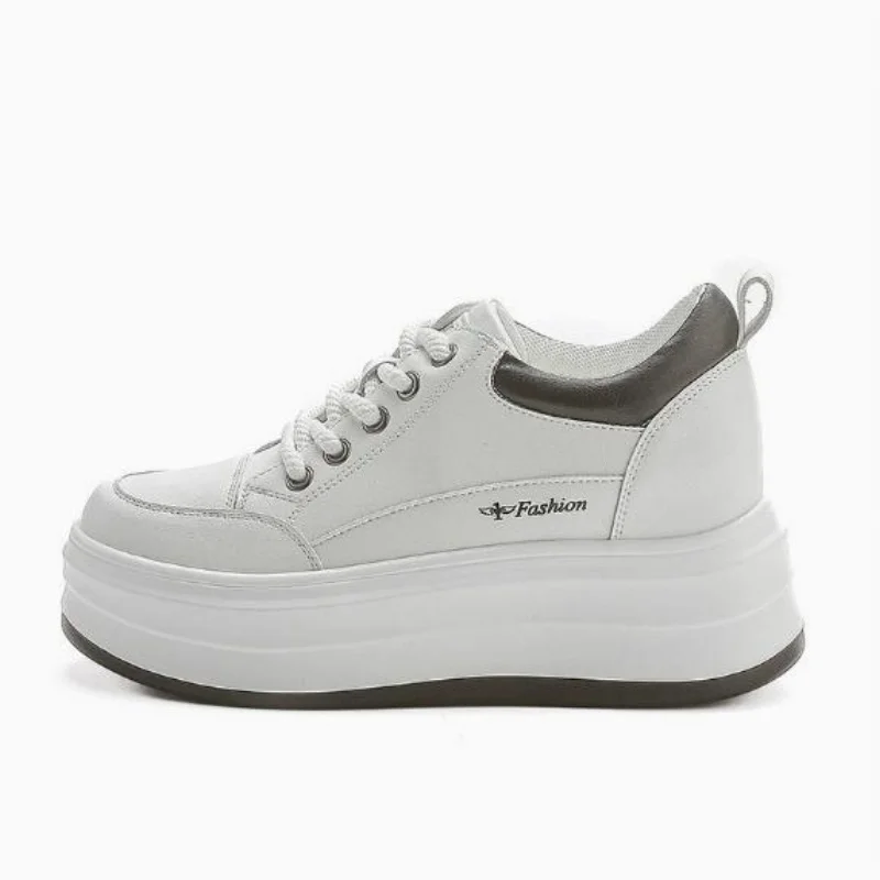 8cm 가죽 Vulcanize 여름 하이 브랜드 Comfy Chunky Sneaker Loafer 봄 가을 플랫폼 Vulcanize 여성 신발 34-39
