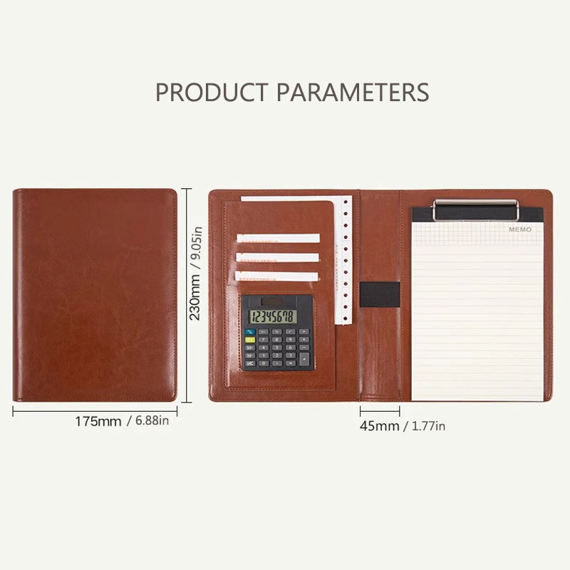 사무실용 비즈니스 회의 쓰기 패드, A5 파일 폴더, 다층 가죽 Padfolio 폴더, 문서 거치대 정리함