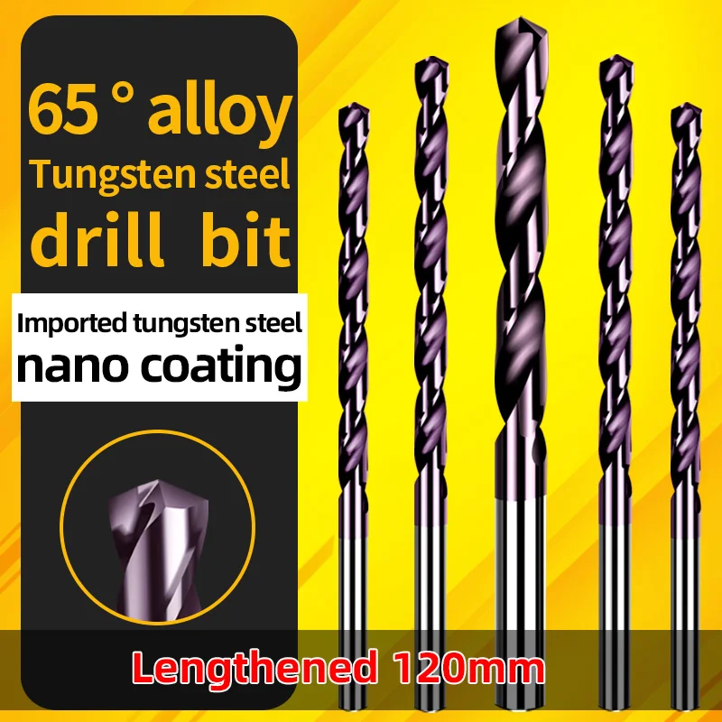 

Tungsten steel drill bit 1PC Extended by 120mm HRC65° Solid Carbide Drill Bits Twist Drill Bit For For Hard Alloy Stainless Tool