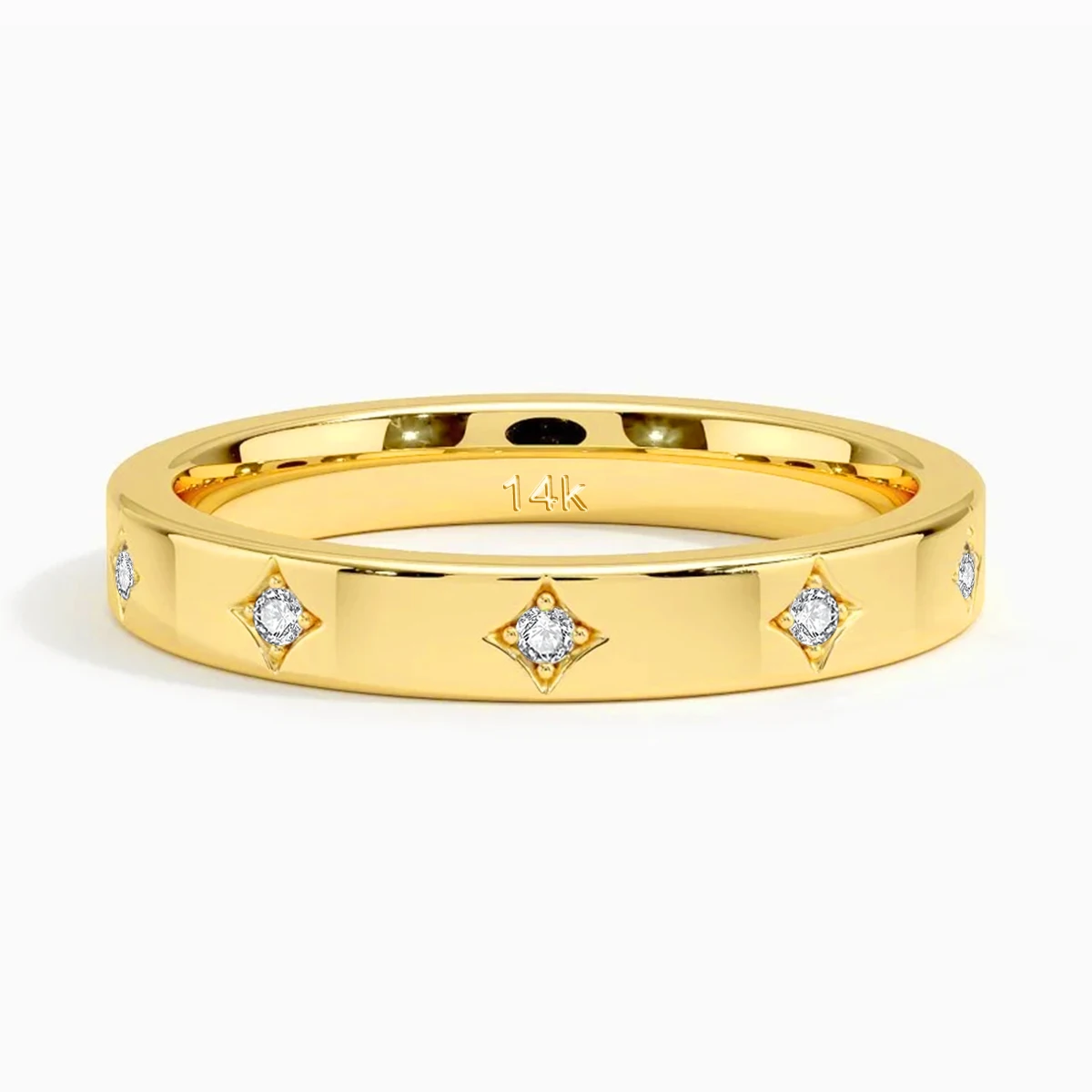 14K Golden Couples Ring Simple Real AU585 Gold Finger Rings GRA Certified Moissanite Wedding Band Engagement Fine Jewelry 2