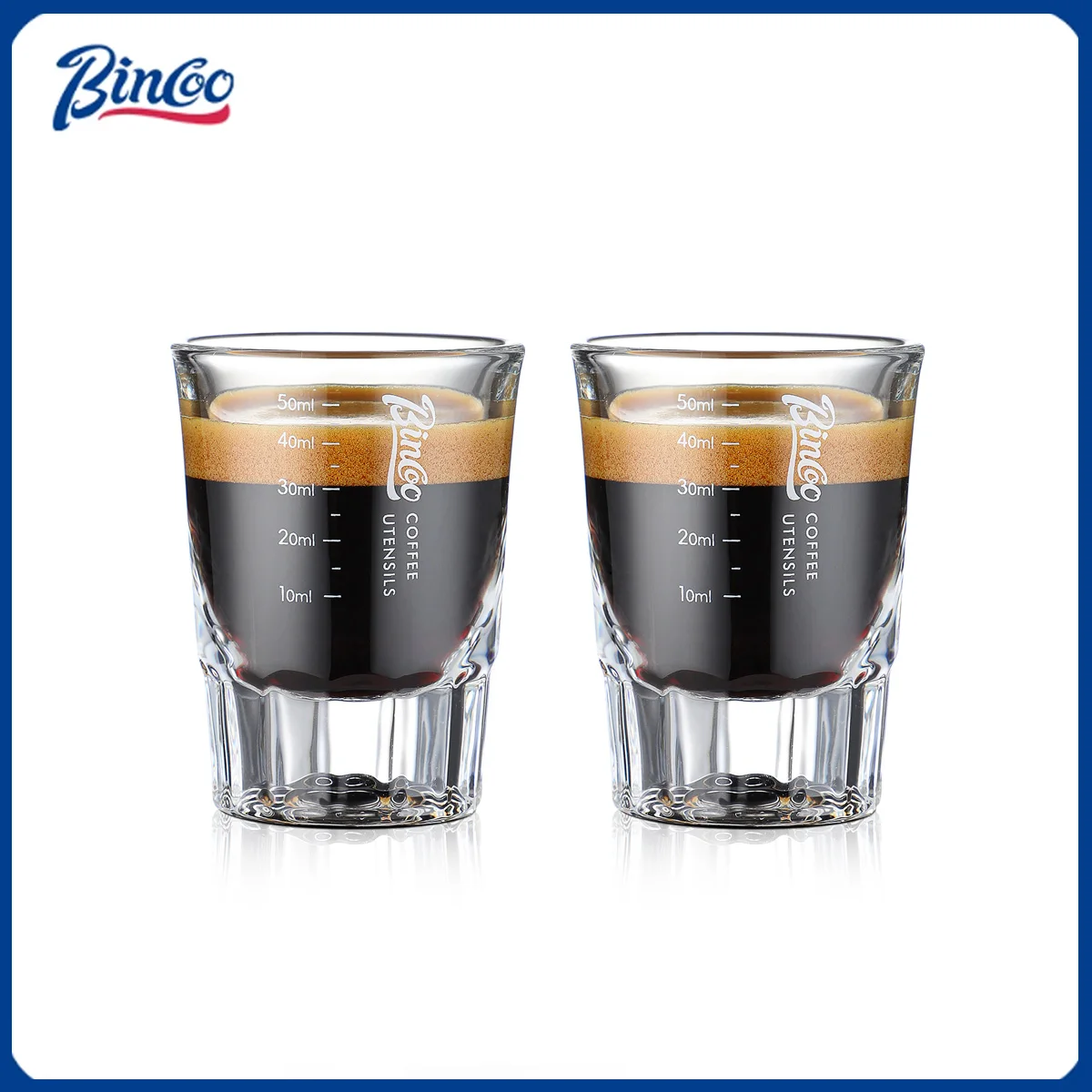 BINCOO 50ml Clear Glass Espresso Measuring Cup, Small Coffee Cups, Espresso Measuring Cup Set, Milk Frother Tools
