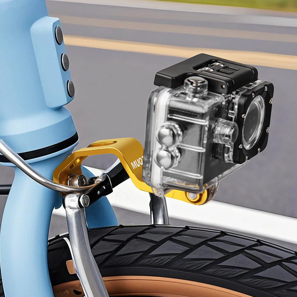 Bike Headlight Mount Aluminum Alloy Folding Bike Fork Mount Adjustable Bike Flashlight Mount Stand for Brompton Folding Bike