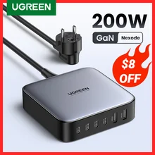 UGREEN 200W GaN Charger Desktop Laptop Fast Charger 6 in 1 Adapter For iPhone 15 14 Pro Max Xiaomi Samsung Tablets Phone Charger
