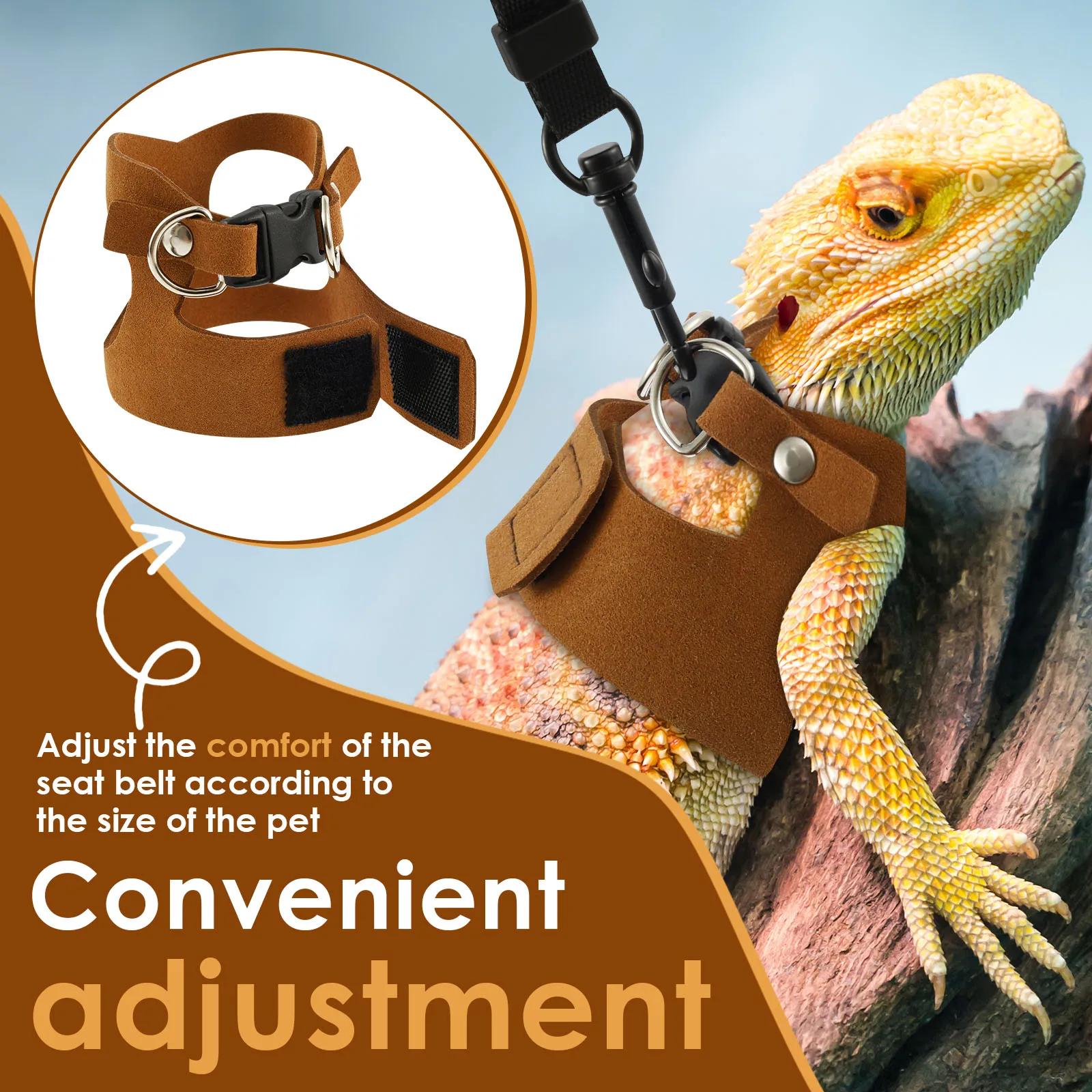 Lizard Harness Set - Adjustable Leash for Bearded Dragons  Reptiles