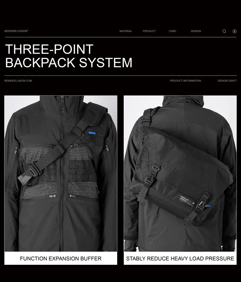 Reindee Lusion 24ss Waterproof cd material shoulder bag set molle pad modul expansion accessories techwear