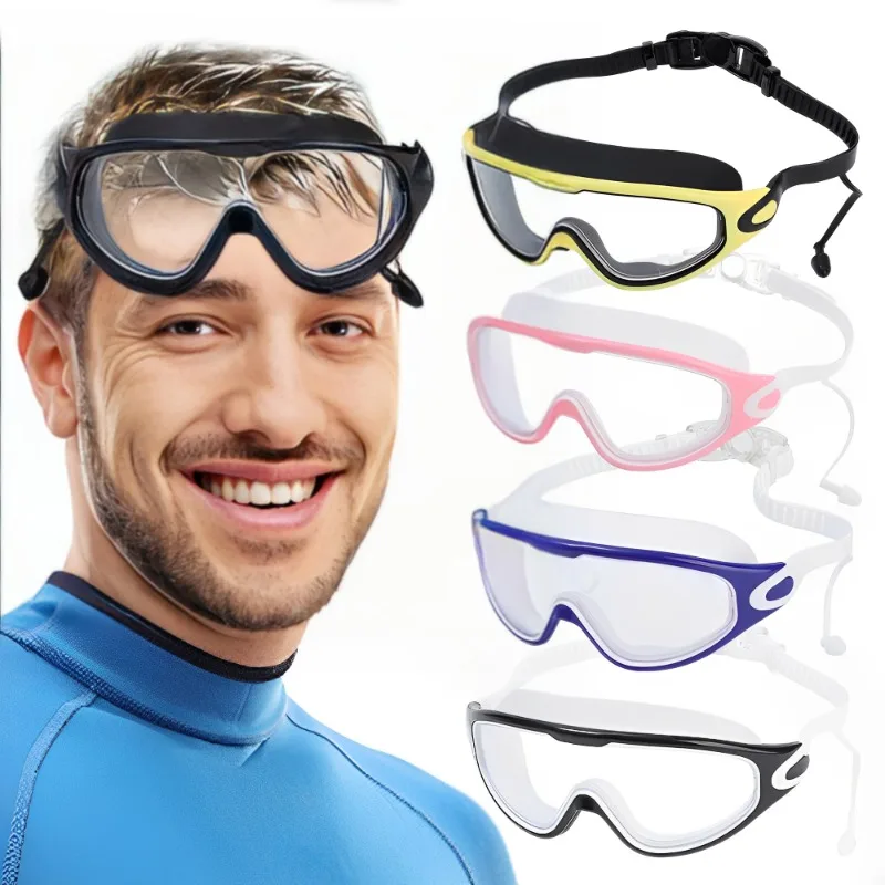 Flat Light Swimming Goggles Anti-fog Snorkeling Diving Swim Eyewear Waterproof Big Frame Glasses Men Women Swimming Accessories 6
