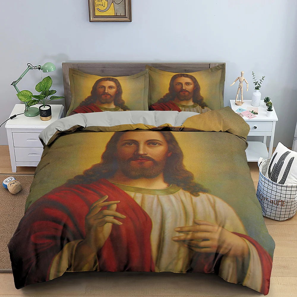 Christian Jesus Bedding Sets Moon Flower Bedspread 2/3 Piece Bed Quilt ...