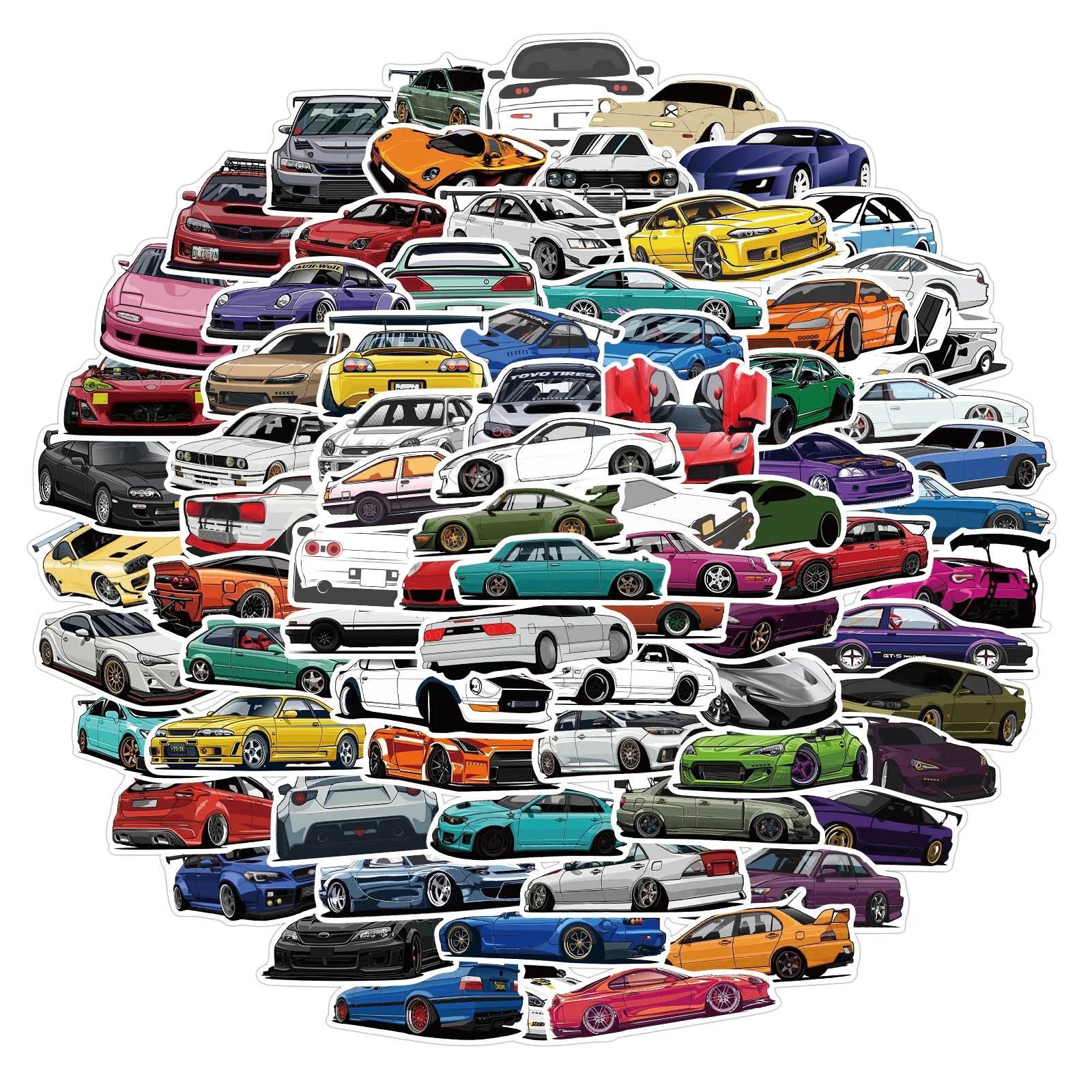 

10/30/50/100PCS Car JDM Retrofit Racing Waterproof Stickers Decals Kids Toy DIY Phone Luggage Car Bike Cartoon Graffiti Stickers