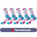 5 Pairs white pink