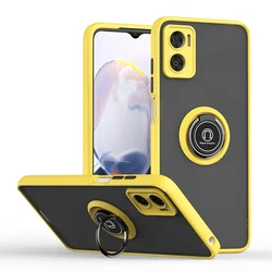Shockproof Matte Armor Case with Magnetic Ring Stand and Holder - Hard PC Back Cover - Motorola Moto E20 (QY - Yellow)