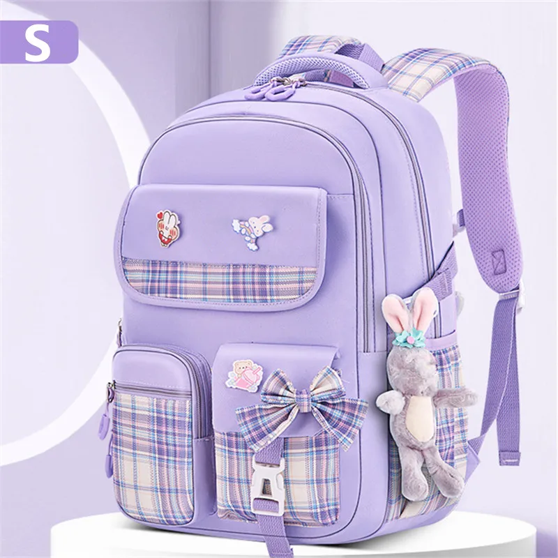 With Rabbit Pendant For Girls Orthopaedics Kids Backpack Kawaii Waterproof School bag Primary Bow Knot Schoolbag mochilas BOOK 3