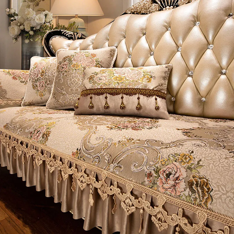 Luxury European Style Sofa Covers Four Seasons Universal Anti-slip Slipcover Jacquard Fabric Living Room Decoration Couch Cover 4