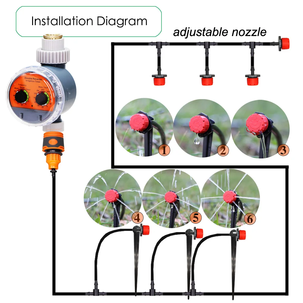 micro sprinkler kit 30-50M Ball Valve Watering System 8 Holes Adjustable Drip Irrigation Set Potted Plants Greenhouse Sprinkler Kit Gardening Tools drip kit for garden