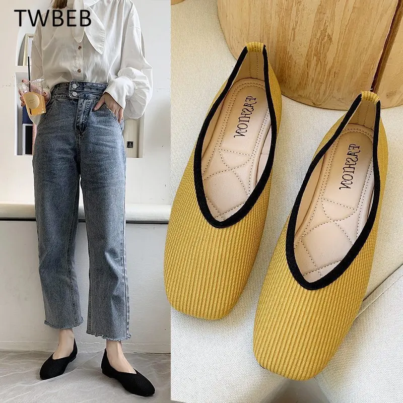 

Женские туфли из хлопчатобумажной ткани на плоской подошве, желтые рандомные туфли, женские лоферы, слипоны на плоской подошве, мюли, большие размеры 43