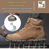 Brown Winter Steel Toe Work Boots  Puncture-proof Work Shoes Men's Outdoor Work Safety Boots Indestructible Work Shoes Christmas
