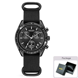 Stylish Men's Sport Chronograph Watch with Nylon Strap - Waterproof and Luminous (Black Box)