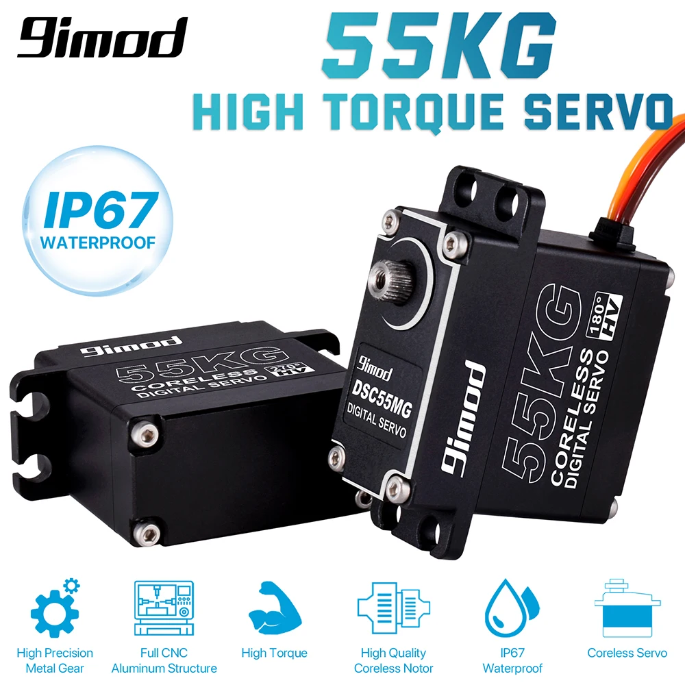 9imod 55kg Waterproof Magnetic Sensor High Torque Coreless Digital RC Servo