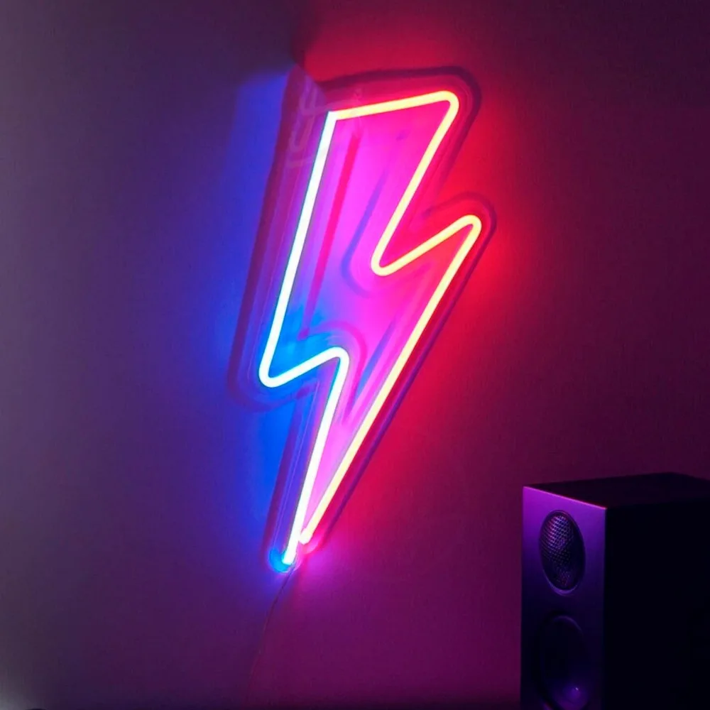 

Lightning Bolt LED Neon Sign Flash Neon Light Wall Art for Gaming Rooms Home Room Wall Decor Bar Club Decoration Christmas Gifts