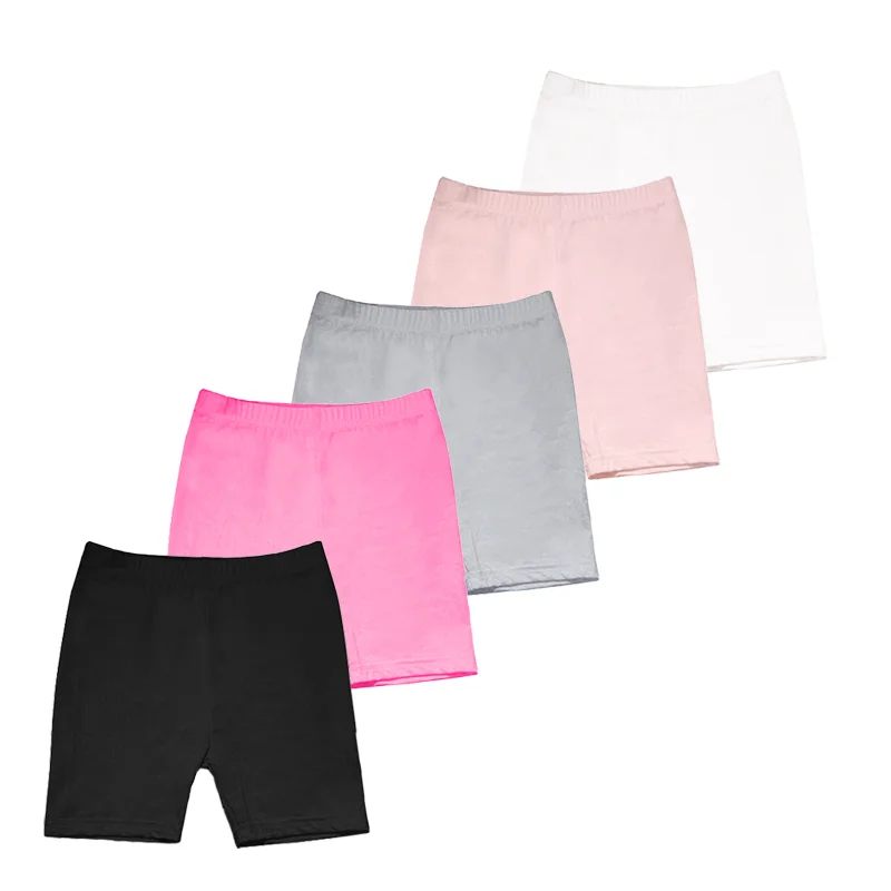 2Pcs Summer Solid Color Kids Leggings Girls Safety Shorts Cotton Leggings Girls’ Beach Shorts Are Suitable For Children Age 2-13