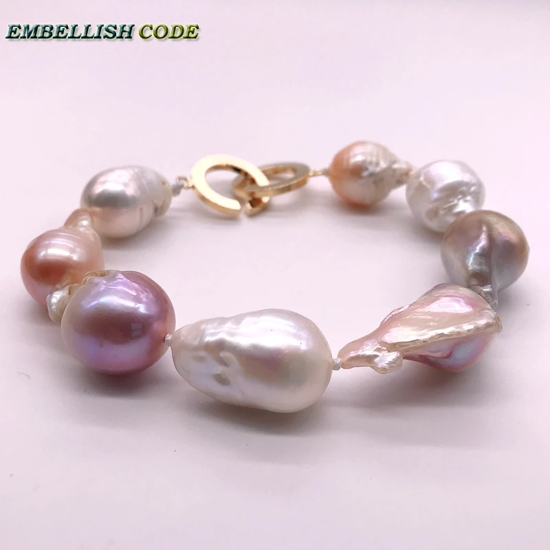 Amazing Mixed Color Large Size Tissue Nucleated Flame Ball Shape Baroque Pearl Statement Bracelet 100% Natural Some Defect 2