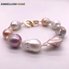 Amazing Mixed Color Large Size Tissue Nucleated Flame Ball Shape Baroque Pearl Statement Bracelet 100% Natural Some Defect 2