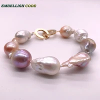 Amazing Mixed Color Large Size Tissue Nucleated Flame Ball Shape Baroque Pearl Statement Bracelet 100% Natural Some Defect 2