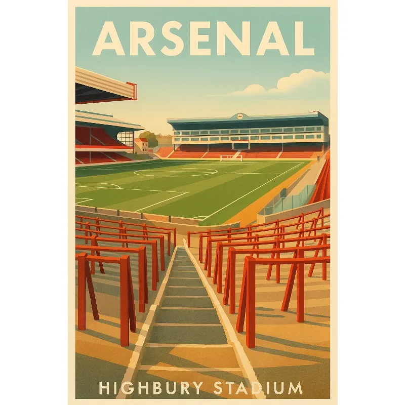 Arsenal Emirates Stadium Retro Football Field Canvas Art - Home Decor Wall Poster