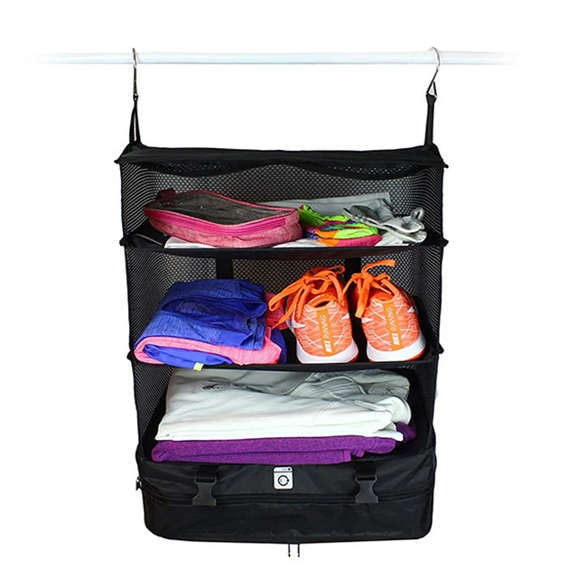 2 Hook 4 Rétegű Kültéri Kemping Tároló Függő Táska Hordozható Vízálló Szárítás Nettó Összecsukható Túrázási Utazási Csomag Hálózsák - Image 4