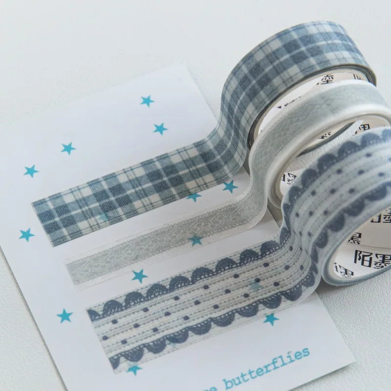 3롤 수제 레이스 시리즈 글리터 샌드 PET 테이프 세트 스크랩북킹 DIY 저널 장식 선물용