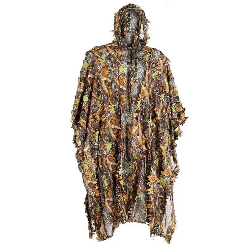 3D Leaves Ghillie suit woodland poncho raincoat hunting camouflage suit camo cape cloak for bird animal photography