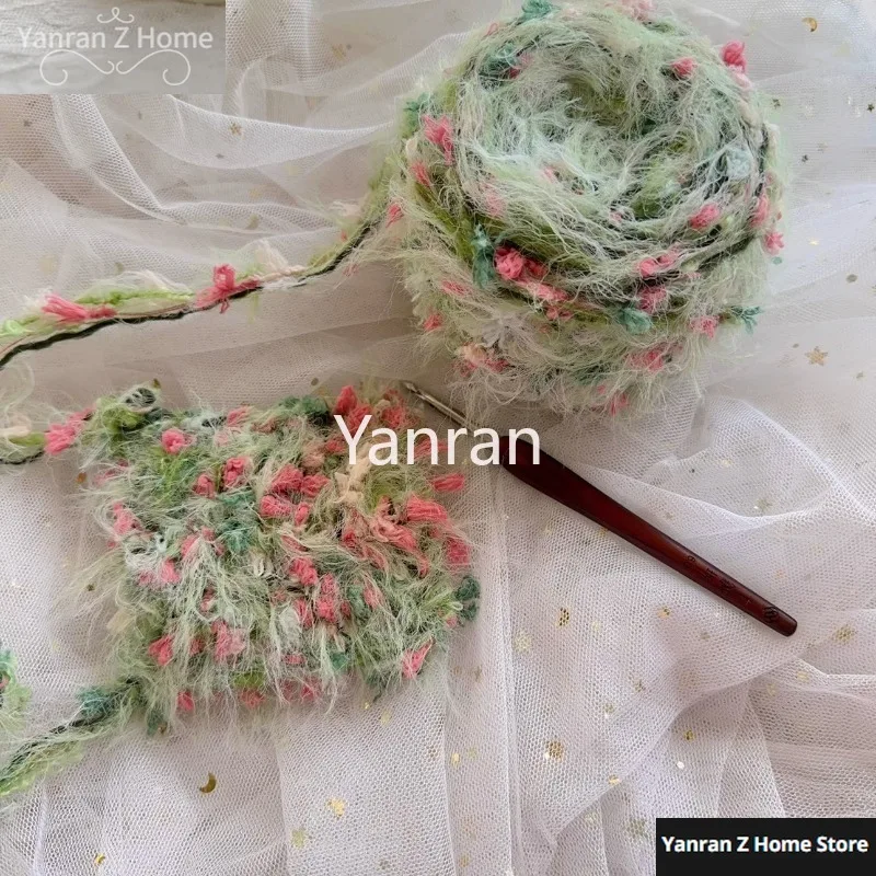 50g Garden Series Hand Mixed Knitting Yarn Green Flower Thread Handmade Crochet Stick Needle Woven Bag Hair Loop Yarn Gift Decor 3