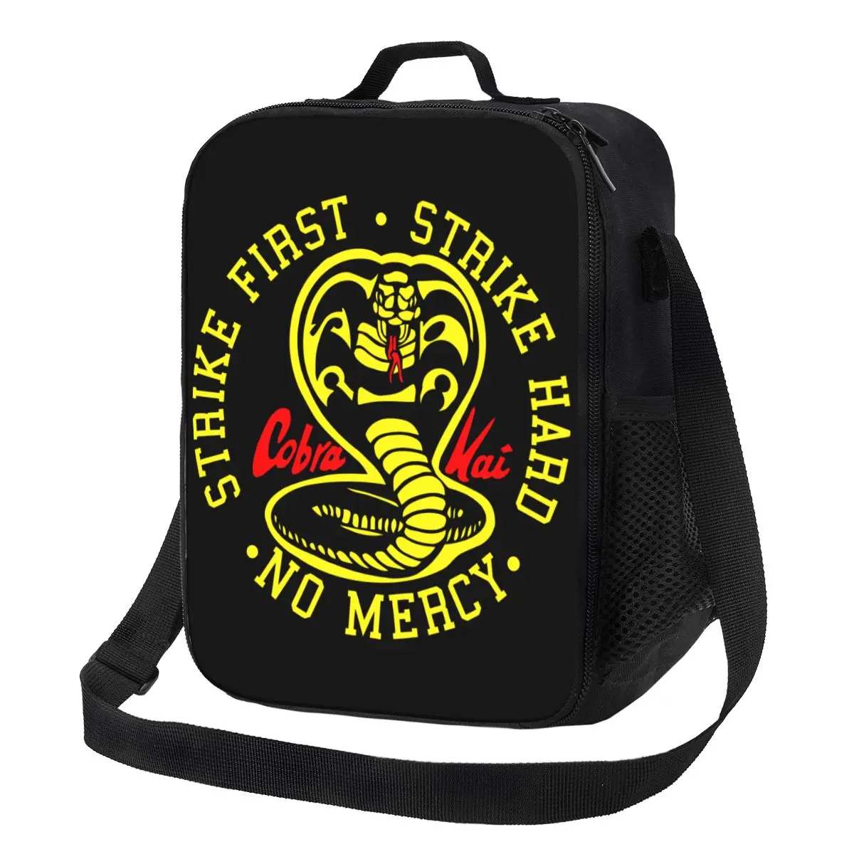 

Cobra Kai The Karate Kid Thermal Insulated Lunch Bag Strike First Strike Hard 80S Movie Lunch Tote for Work Bento Food Box