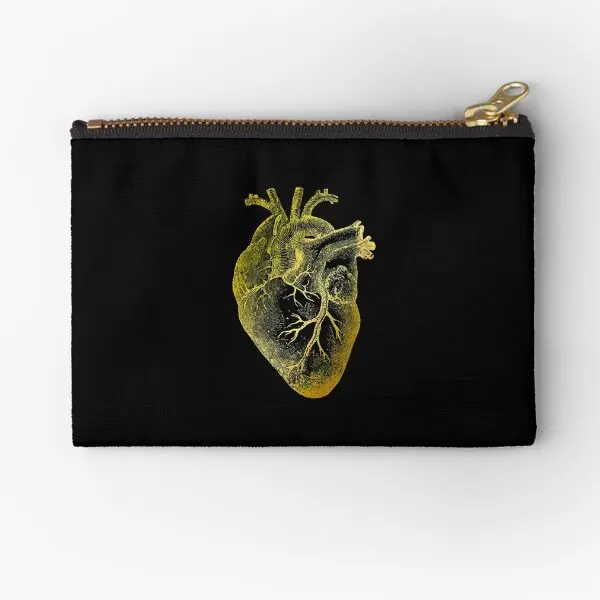 

Heart Of Gold Vintage Heart Anatomy Zipper Pouches Women Packaging Men Cosmetic Small Wallet Panties Pocket Underwear Coin