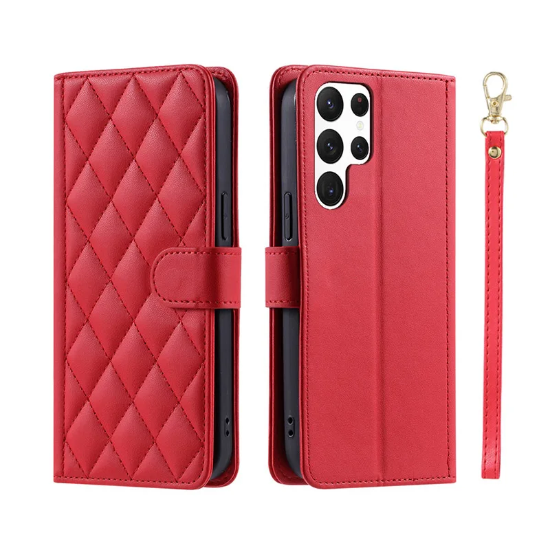 thumbnail image 1 of Funda de cuero a cuadros con tapa tipo billetera para Samsung Galaxy S24 S23 S22 S21 S20 FE S10 Note 20 Ultra 10 Plus 9 8, 1 of 5