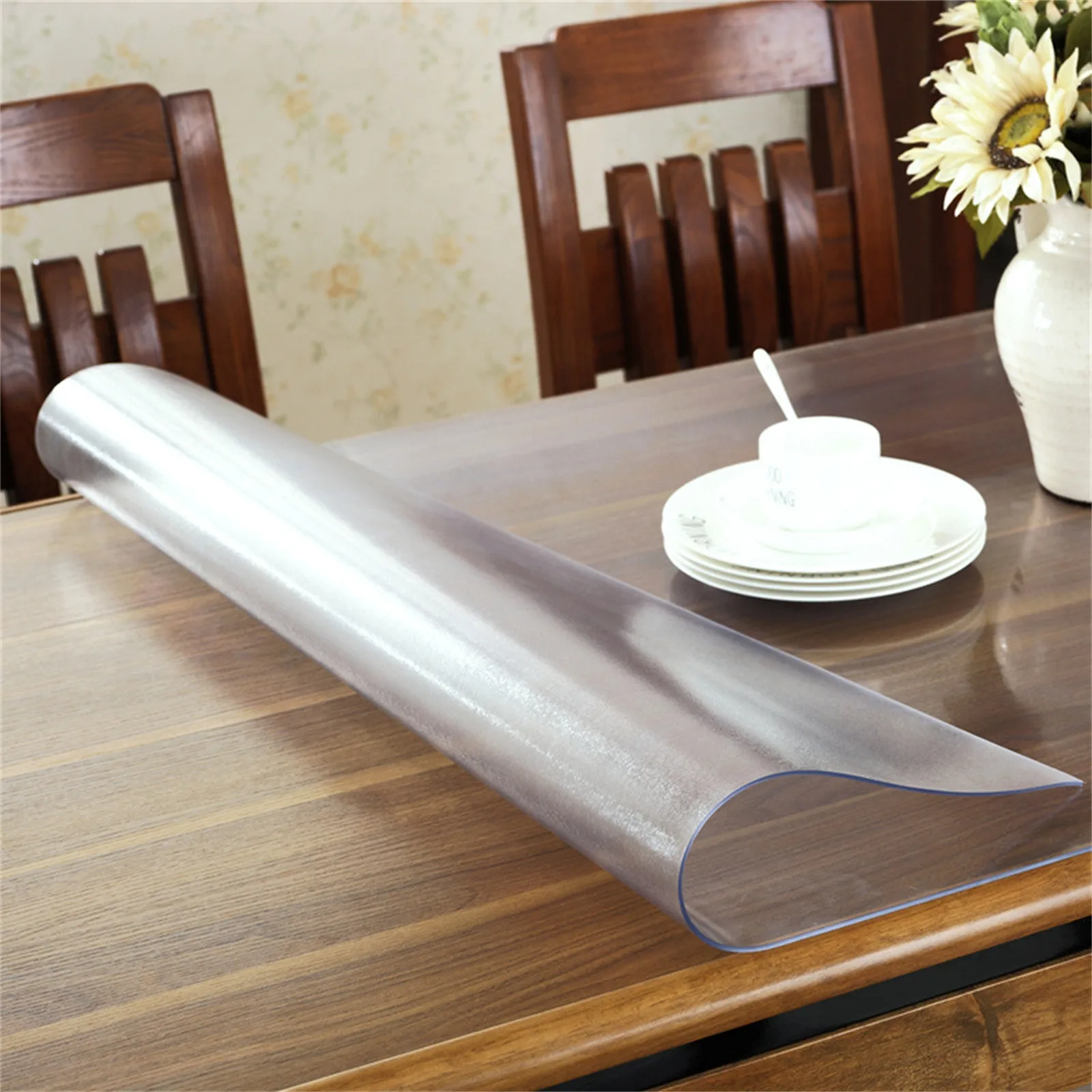 Clear Vinyl Flexible Tablecloth Liquid Film Oilcloth For Table Transparent Floor Mat Table Protector Cover Pvc Silicone Cloth#35