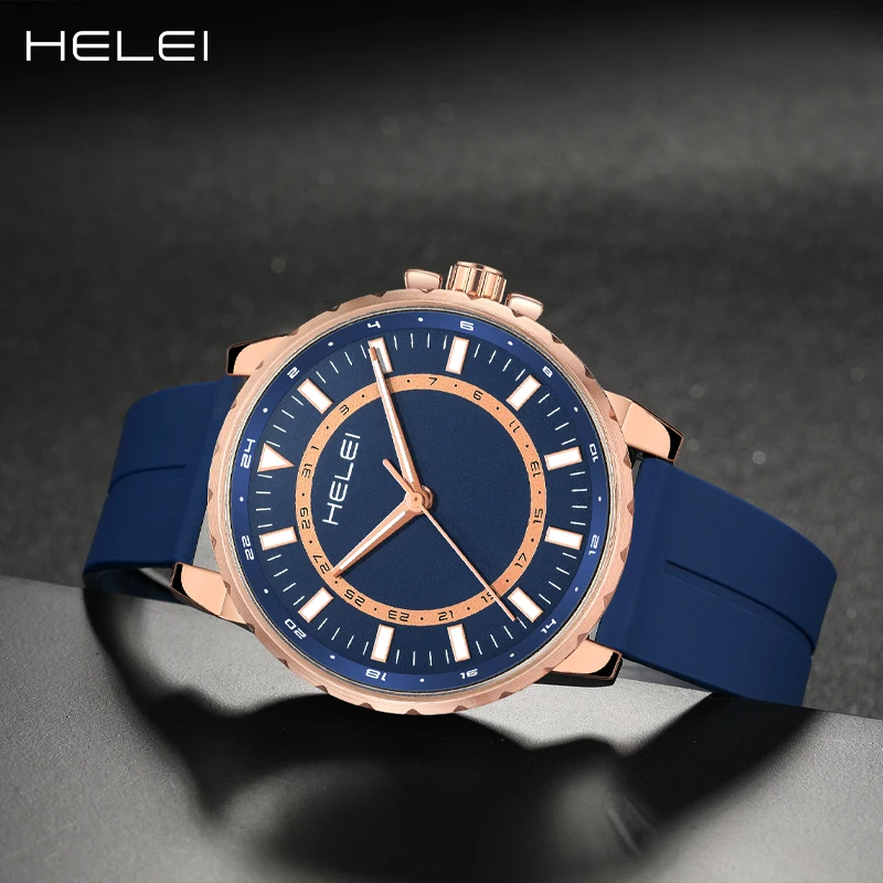 HELEI2024 Original Luxury Brand Men's Quartz Watch Waterproof Silicone Classic Fashion Quartz Wristwatch Gift For Men