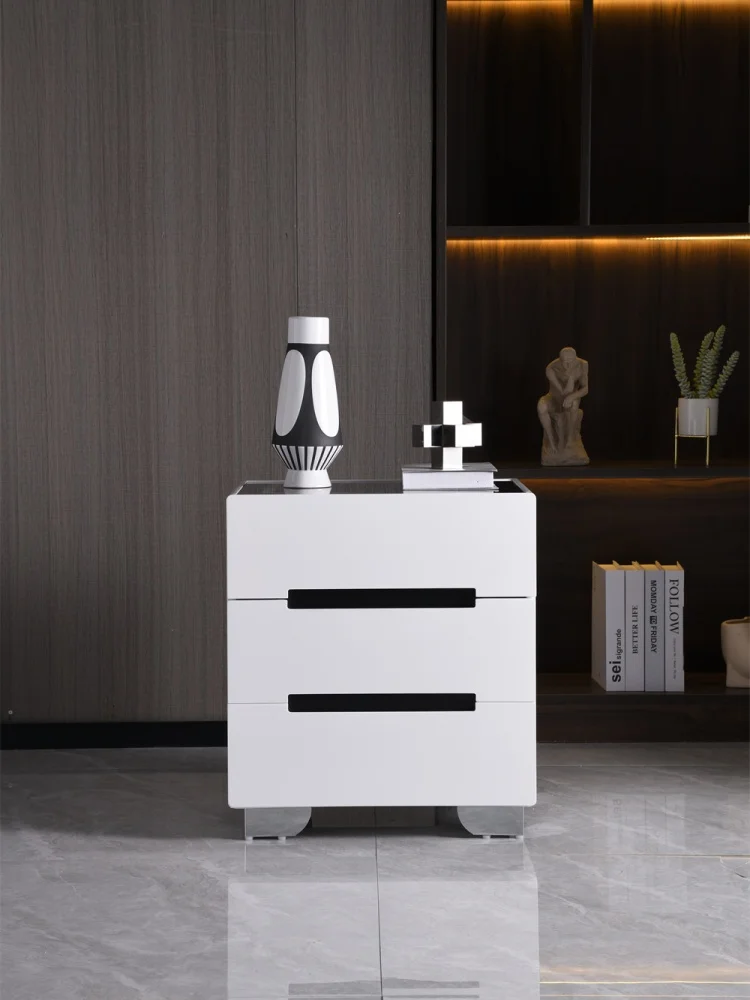 3 Drawers Smart Bedside Table with Bluetooth Speaker Wooden Side Cabinet Bedroom End Table with Wireless Charging End