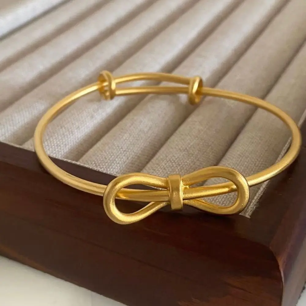 Fashion Sweet Bowknot Bracelets Luxury Adjustable Bow Cuff Bangle Waterproof Gold Plated Bow Design Bracelet Jewelry Wedding