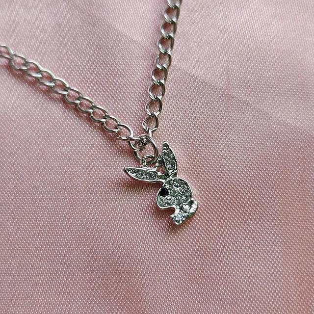 Y2K Playboy Bunny Necklace Rabbit Charm Necklace Handmade 