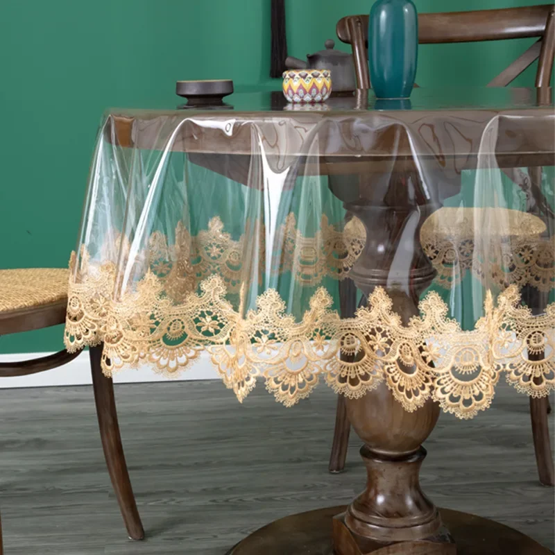 Tovaglia Rotonda Trasparente In PVC Con Elastico, Impermeabile E Antiolio, Diametro 112-140 Cm