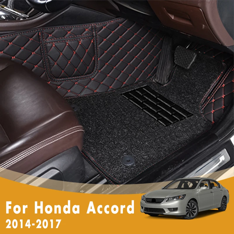 

RHD Luxury Double Layer Wire Loop Car Floor Mats For Honda Accord 2017 2016 2015 2014 Floorliners Anti-Dirty Parts Tapis Pedals
